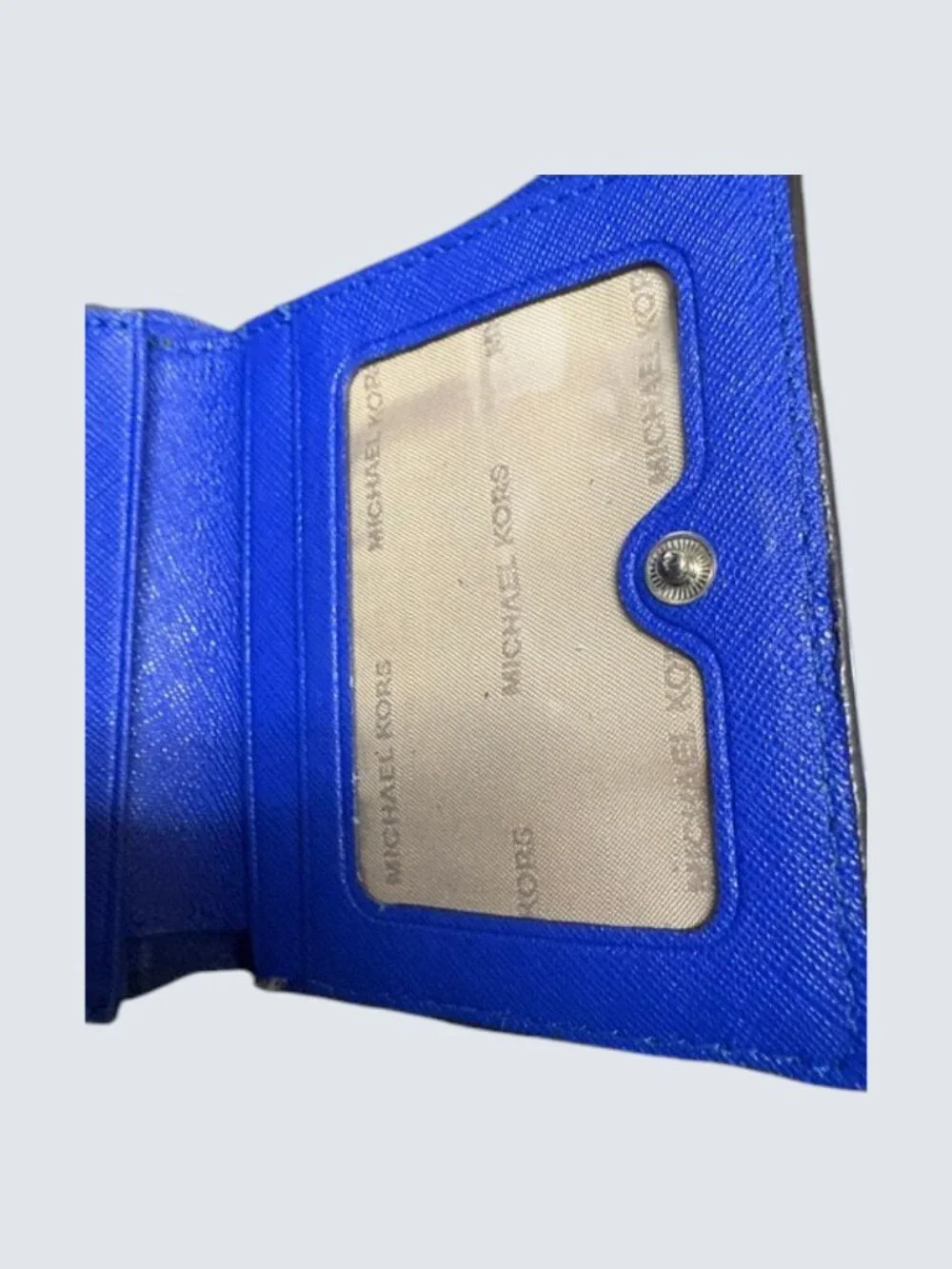 Michael Kors Blue Women's Snap Wallet with Logo, Credit Card Slots